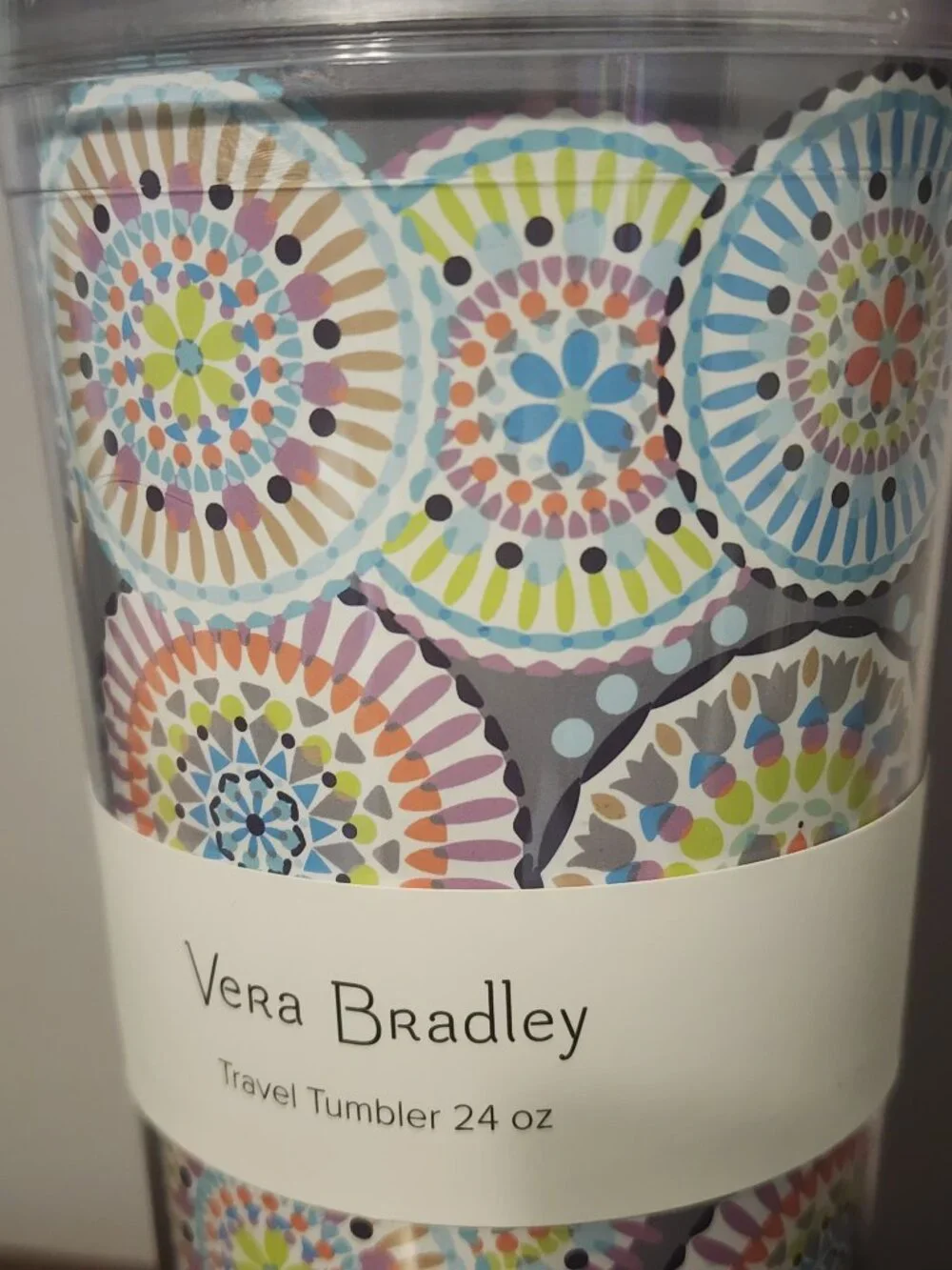 Vera Bradley 24oz Travel Tumbler Sunny Medallion Design